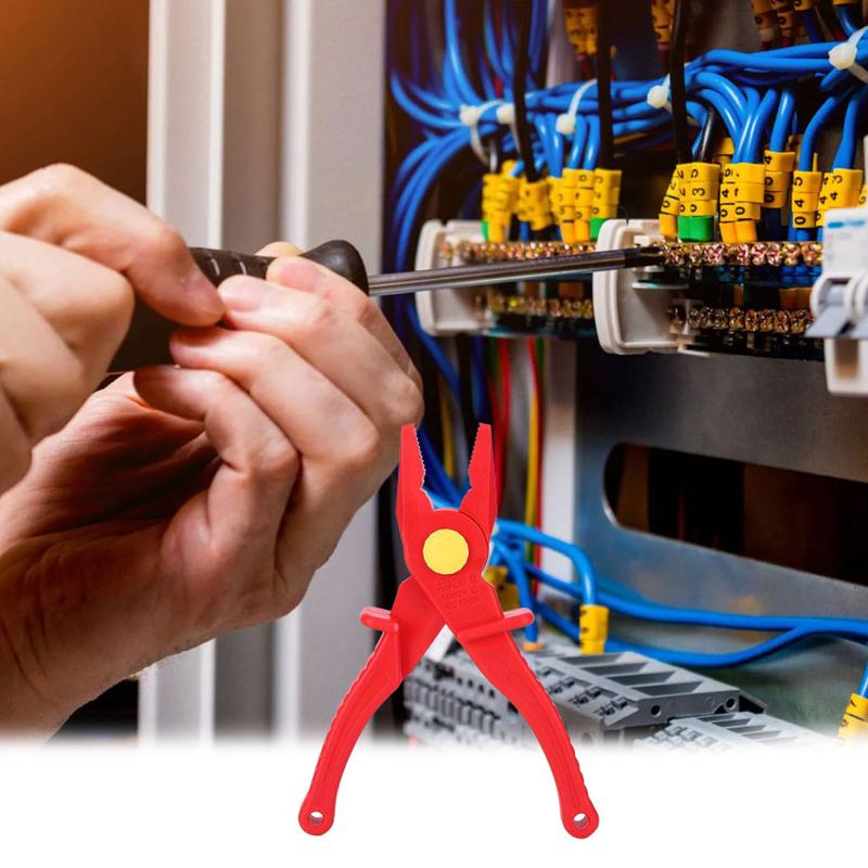 Product Introduction of 7.7 Inch VDE Insulated Plier Multi-Functional Flat Nose Plastic Plier Crimper 1000V High Voltage Electrician Plier 46