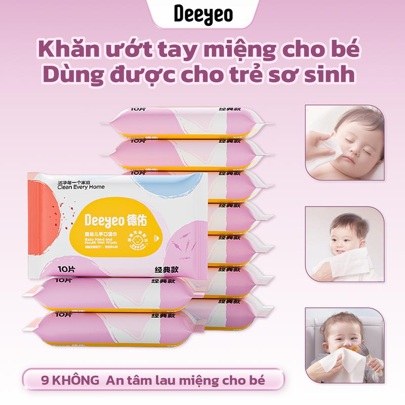 【Deeyeo】Mini Wipes 10 miếng × 10 hộp | Công thức dày 65g không chứa cồn, an…