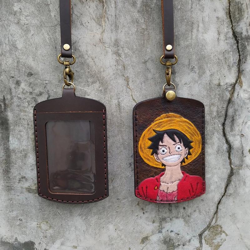 Product Introduction of ID Card Holder Murah Anime One Piece Kulit Asli Ukiran Tangan 8