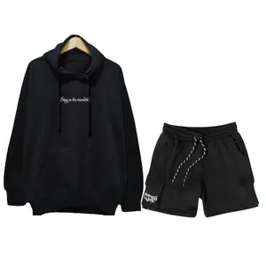 Hoodie Setelan Dan Celana Pendek Pria Wanita Distro Stelan Sweater Celana Cargo Bahan Fleece Brend Bandung Bahan Lembut Tebal Adem Warna Hitam Keren Outfit Skena 1 Set Oversize Unisek Jumbo Terlaris Top No 1 Dibandung 2025 Polos Katun Hitam Unisex