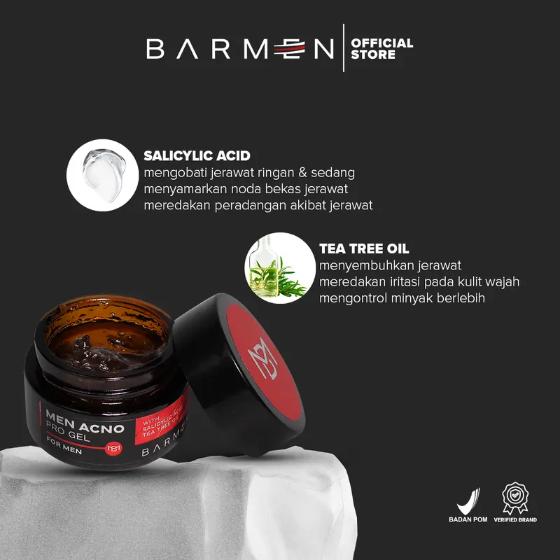 BARMEN Acno Pro Gel Obat Totol Jerawat Pria 1