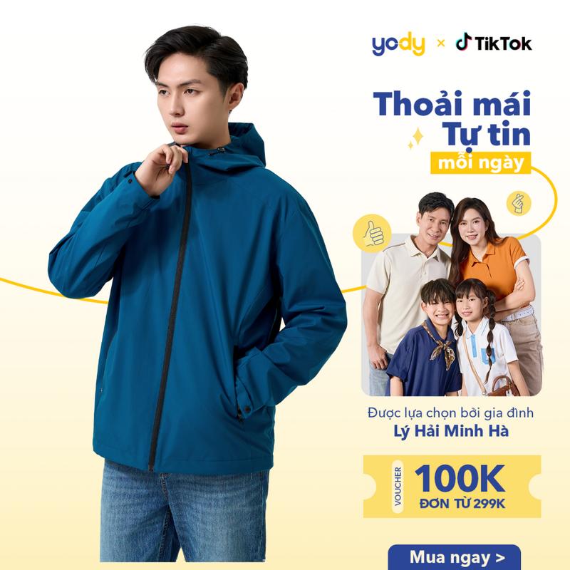 YODY Áo Khoác Nam Mũ Liền Lót Lông AKM7007