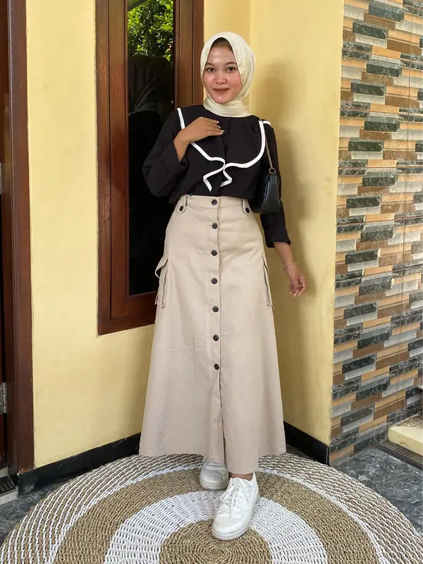 ROK CARGO SPAN TWILL WANITA TERBARU / ROK  CARGO TWILL COMBED STRETCH KANCING 3