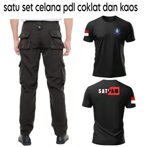 Celana PDL Coklat Satpam & Kaos Hitam Setelan Pria Profesional Tampilan Rapi dan Fungsional untuk Kebutuhan Sehari-hari