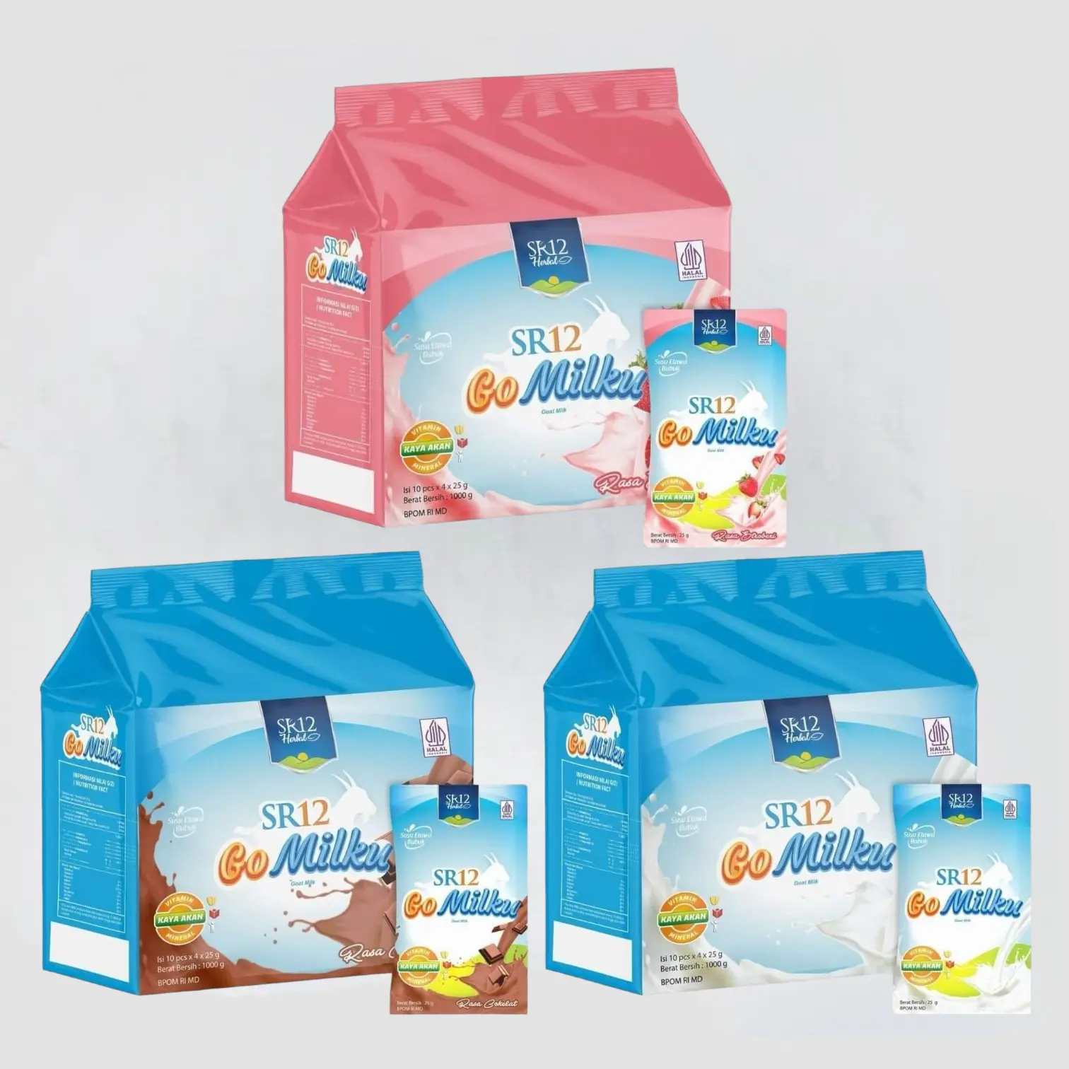 SR12 GOMILKU Kemasan Sachet Susu Kambing Etawa 1 pack Isi 40 Sachet