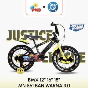 SEPEDA ANAK BMX LAKI LAKI PMB MN561 x DC JUSTICE LEAGUE / MN 211 ULTRAMAN 12 16 18 INCH ADA LAMPU DAN MUSIK