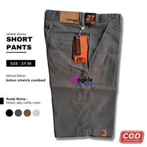 CELANA PENDEK CHINO | DISTRO | SURFING | JUMBO | PRIA BAHAN KATUN STRETCH HITAM PANJANG SHORT SANTAI COWOK DEWASA CARGO ABU NAVY Casual Nyaman  Keren  Pantai