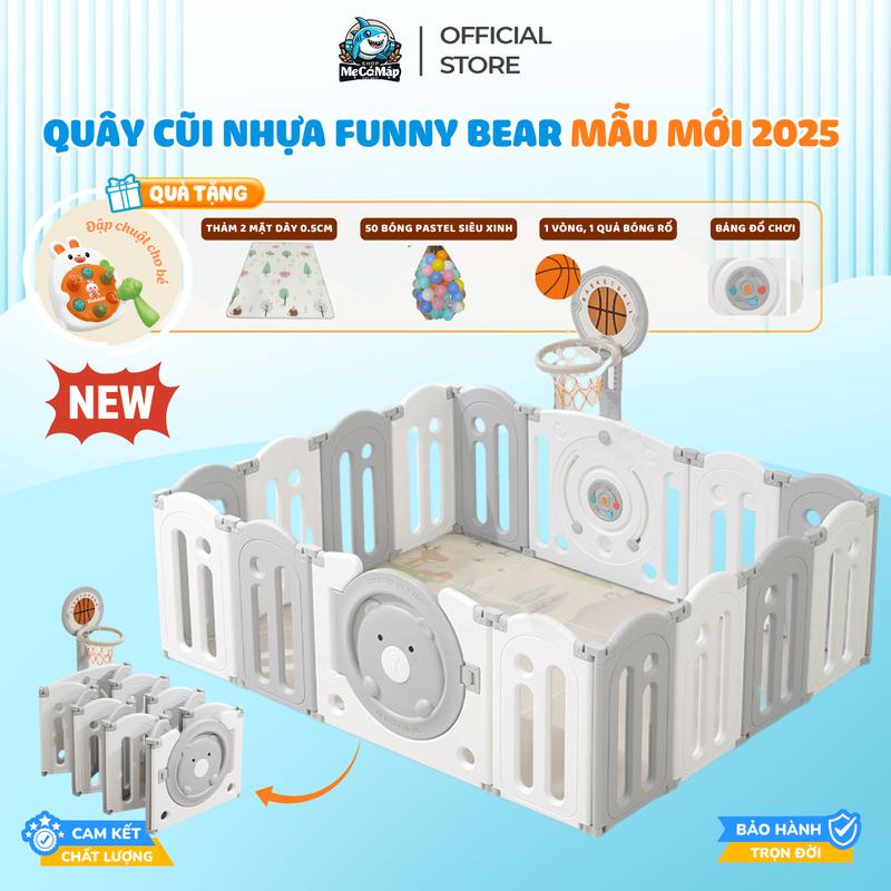 [ĐA KHO] Quây Cũi Nhựa Funny Bear, Quây Cũi Nhựa Gấp Gọn Thiết Kế Họa Tiết Ngộ Nghĩnh Đáng Yêu Cho Bé QN04