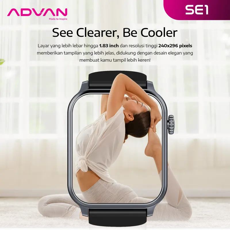 ADVAN Smartwatch SE1 AI Voice Assistant IPS 1.83” Wireless Bluetooth Call Waterproof IP68 600mAh Standby Time up to 30 Days 4