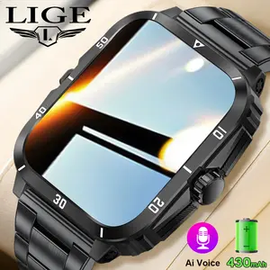 LIGE Jam Tangan Pintar Militer Baru Tahan Air Pelacak Kebugaran Olahraga Luar Ruangan Panggilan Bluetooth Men Smartwatch