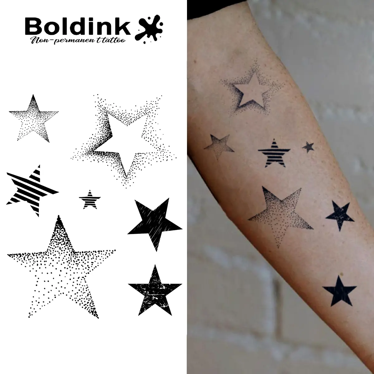 Star Temporary Tattoo,Lasts To 15 Days New Technology Magic Waterproof Semi Permanent Sticker.