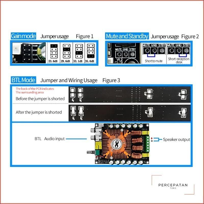 Wuzhi Audio | TDA7498E daya tinggi digital power amplifier papan 2.0HIFI stereo daya tinggi 160W * 2 dukungan BTL220W zk