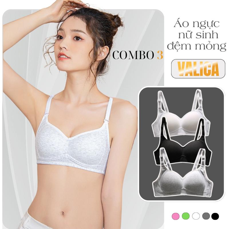 [Combo 3 Áo Tăng 1 Size] Áo Lót Nữ Học Sinh Cấp 3, Áo Ngực Nữ Sinh Mặc Áo Dài Trắng Cotton Không Gọng, Áo Ngực Mút Mỏng Dành Cho Học Sinh - có size lẻ