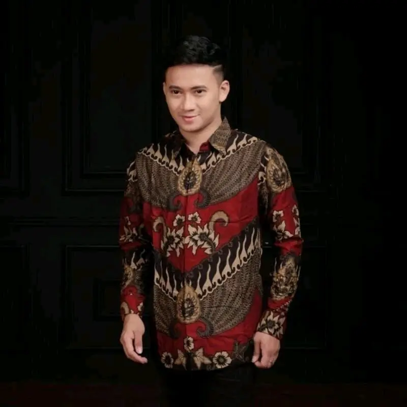 Kemeja Batik Pria Lengan Panjang -Banyak Pilihan motif-Bahan Katun-Seragam Kerja 1