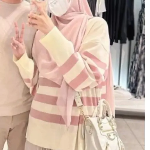 Sweater rajut oversize stripe-Diora premium Knitwear Atasan Wanita Motif Kerah Bulat Baju Fit 7