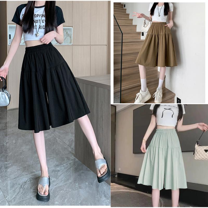 Quần váy lửng bigsize có túi đựng đồ tiện dụng phom rộng mặc thoải mái, quần giả váy ống rộng qua gối mặc mọi dịp -M16 lửng