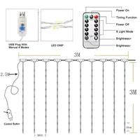 Gambar Vinnatsu Lampu Tirai LED Air Terjun Tirai Dongeng USB Remote Control Waterproof Dekorasi Pernikahan Dekorasi Pesta 3M×3M 300Leds 8 Mode - Warm-300*200cm dari Vinnatsu Kab. Tangerang 3 Tokopedia