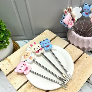 Garpu Buah Mini Garpu Kue Mini Lucu dengan Desain Karakter Imut untuk Pengalaman Makan yang Lebih Menyenangkan