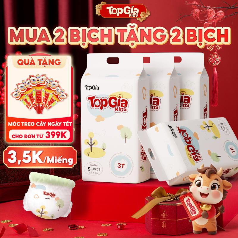 NĂM MỚI SALE GIẢM 50% - LIVE HCM Combo 4 Bịch Tã Bỉm Topgiakids pH<7 an toàn cho da bé mềm mại mỏng nhẹ chống tràn tối đa HCM