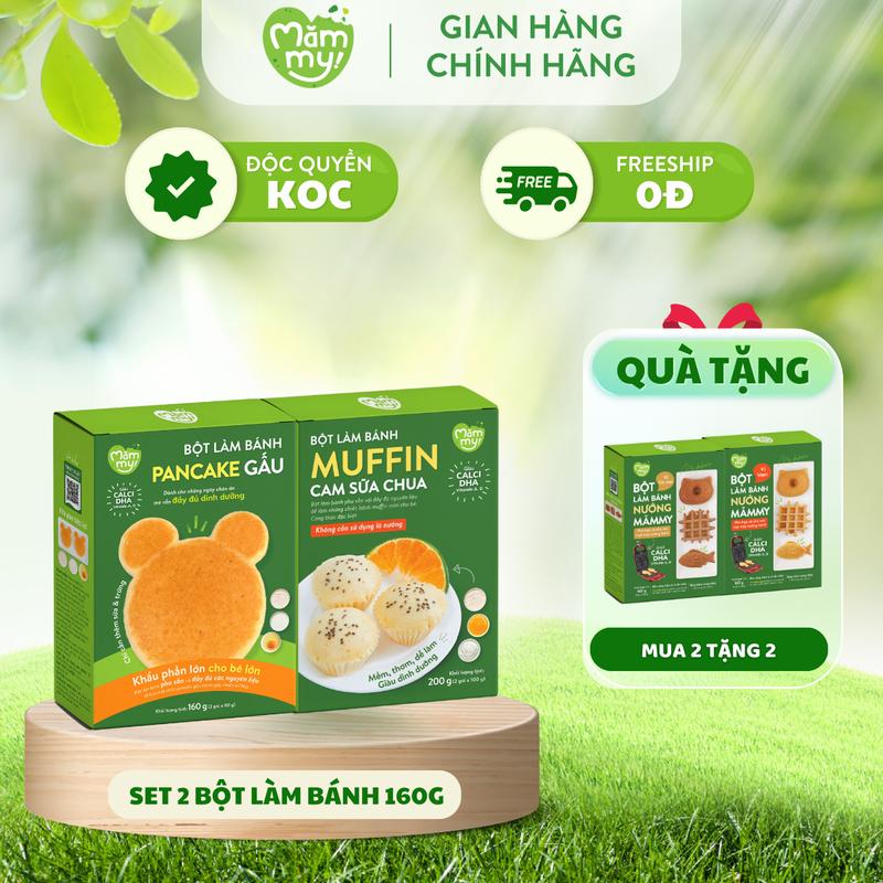   Date 01 2026  Combo 2 Hộp Bột Làm Bánh Pancake Gấu Và Bột Làm Bánh Muffin Hấp Cam Sữa Chua Giàu Dinh Dưỡng Bổ Sung Vitamin Cho Bé Từ 6 Tháng  MUA 2 TẶNG 2  