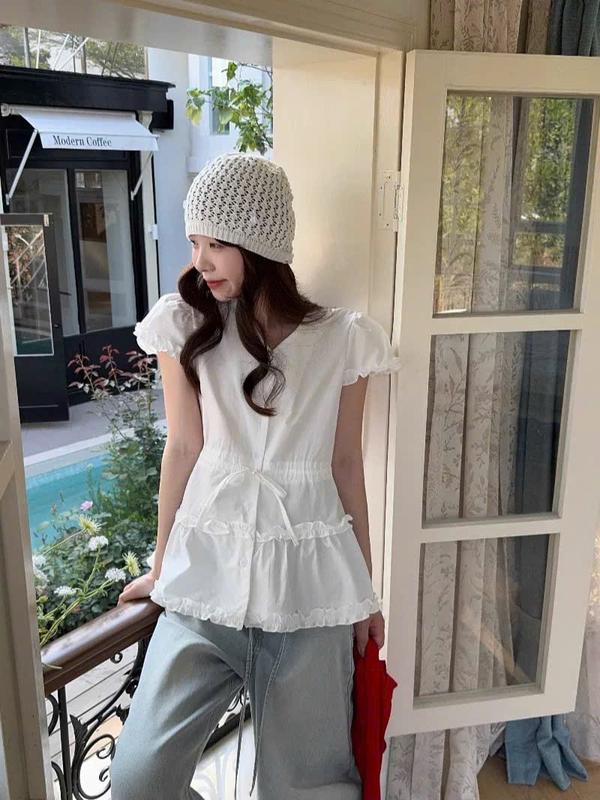 Áo kiểu babydoll tay phồng Miho House