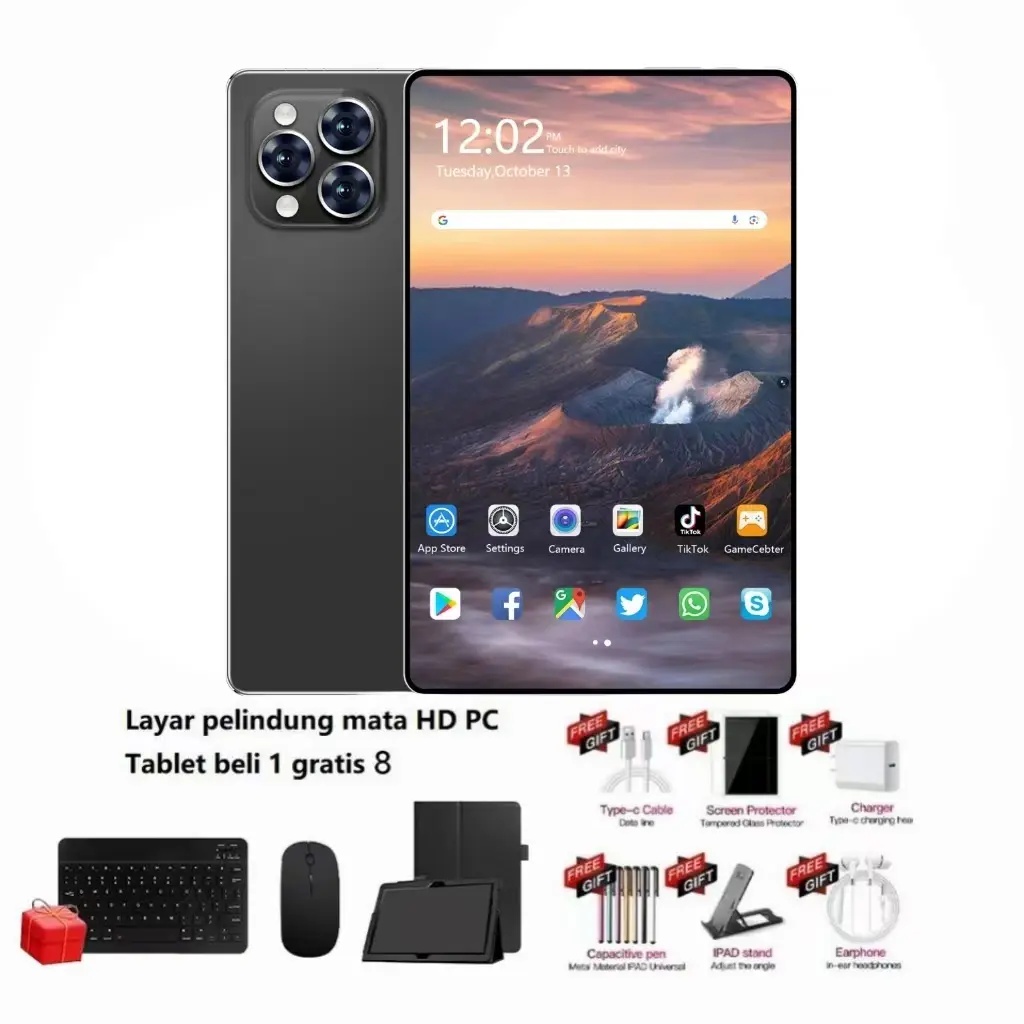 hitam+Set keyboard Bluetooth