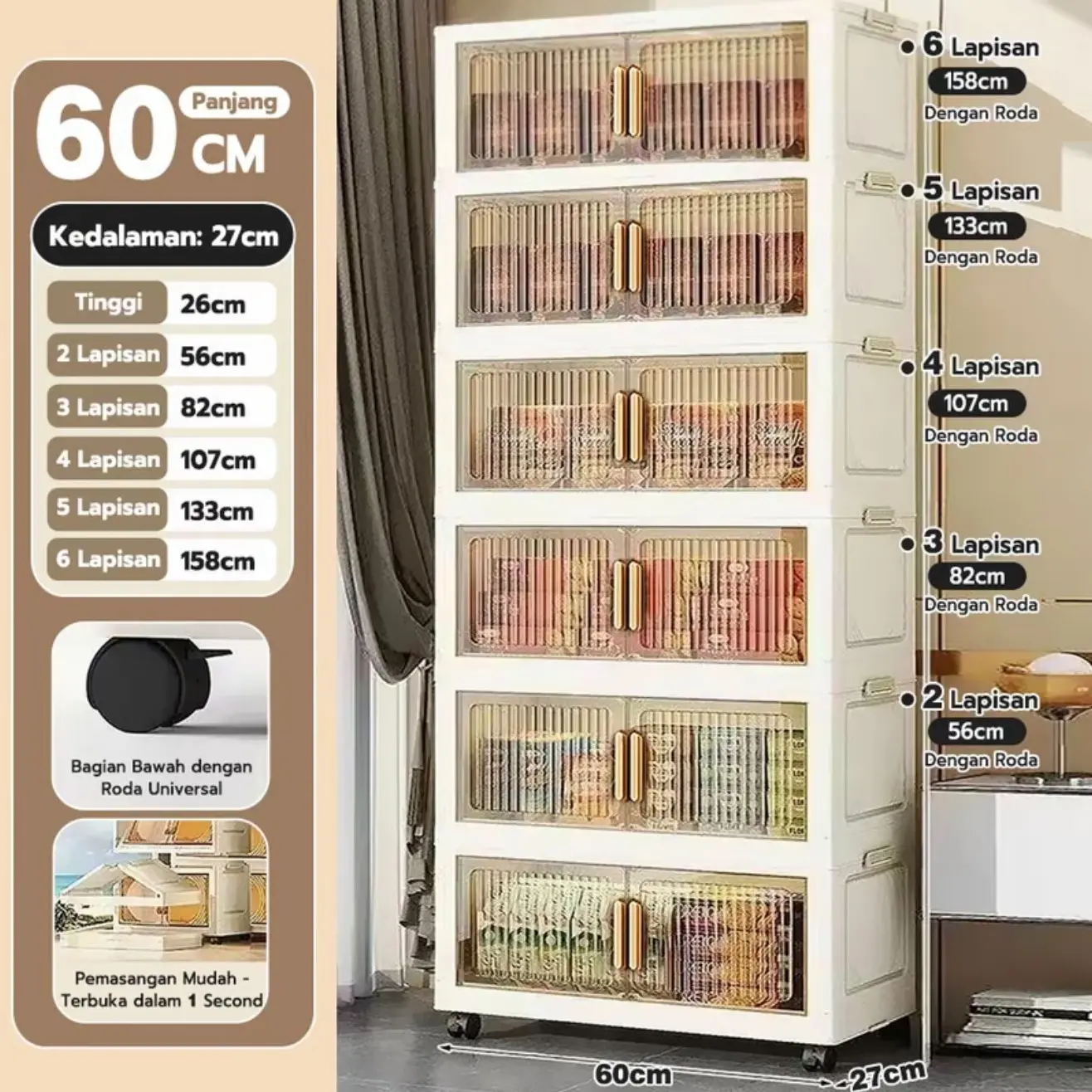 【transparan】60cm-6 Lapisan