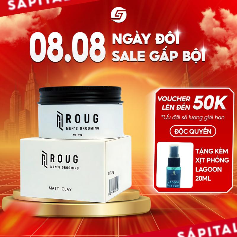 [BẢN MỚI] Sáp Vuốt Tóc Roug Men’s Grooming Matt Clay V4 90g - Sáp Roug Trắng Dành Cho Tóc Dày, Hỗ Trợ Chăm Sóc Tóc Bổ Sung Dưỡng Chất Cho Tóc - Tặng lược Roug