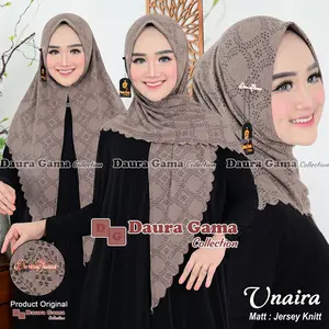 Hijab Segitiga Instan Unaira Knit Ori DAURA GAMA full motif Muslim Kerudung