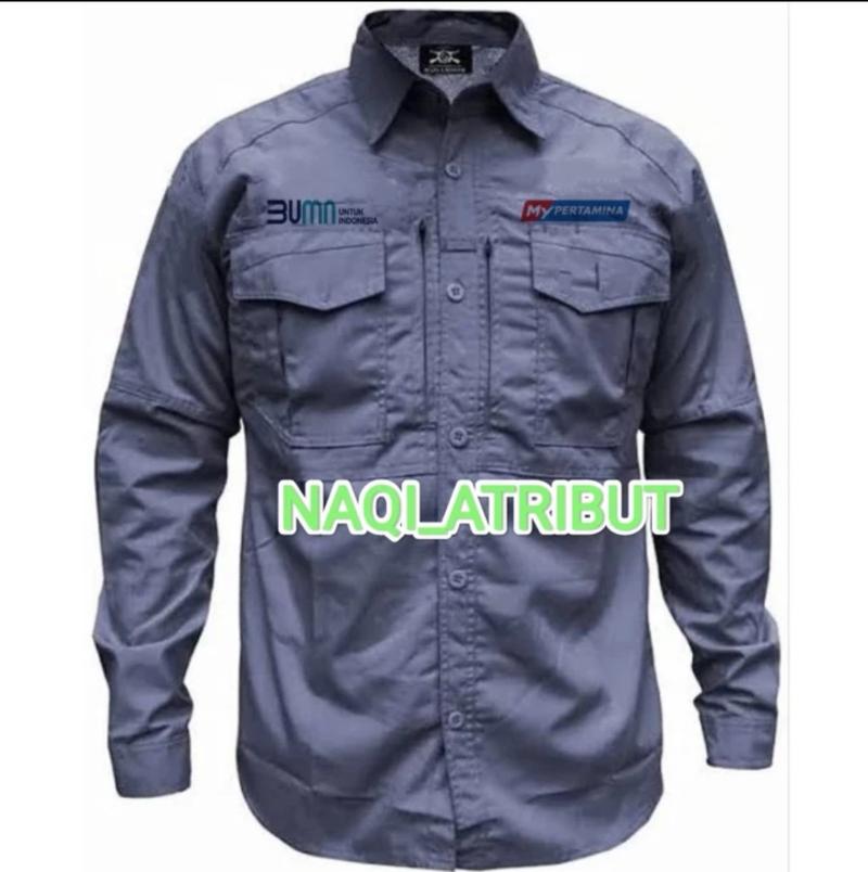 Product Introduction of KEMEJA BUMN MY PERTAMINA KEMEJA PERTAMINA LENGAN PANJANG FULL BORDIR DEPAN BELAKANG BISA COSTUM Casual 12