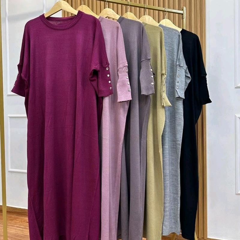 dress innara jumbo Knit Muslim Wanita Dewasa Panjang Dress - 140cm Lebar Dada 1