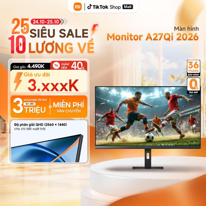 Màn Hình máy tính Xiaomi 2K Gaming Monitor A27Qi - Màn hình 27 inch -Tần Số Quét 120Hz-BH 36 Tháng