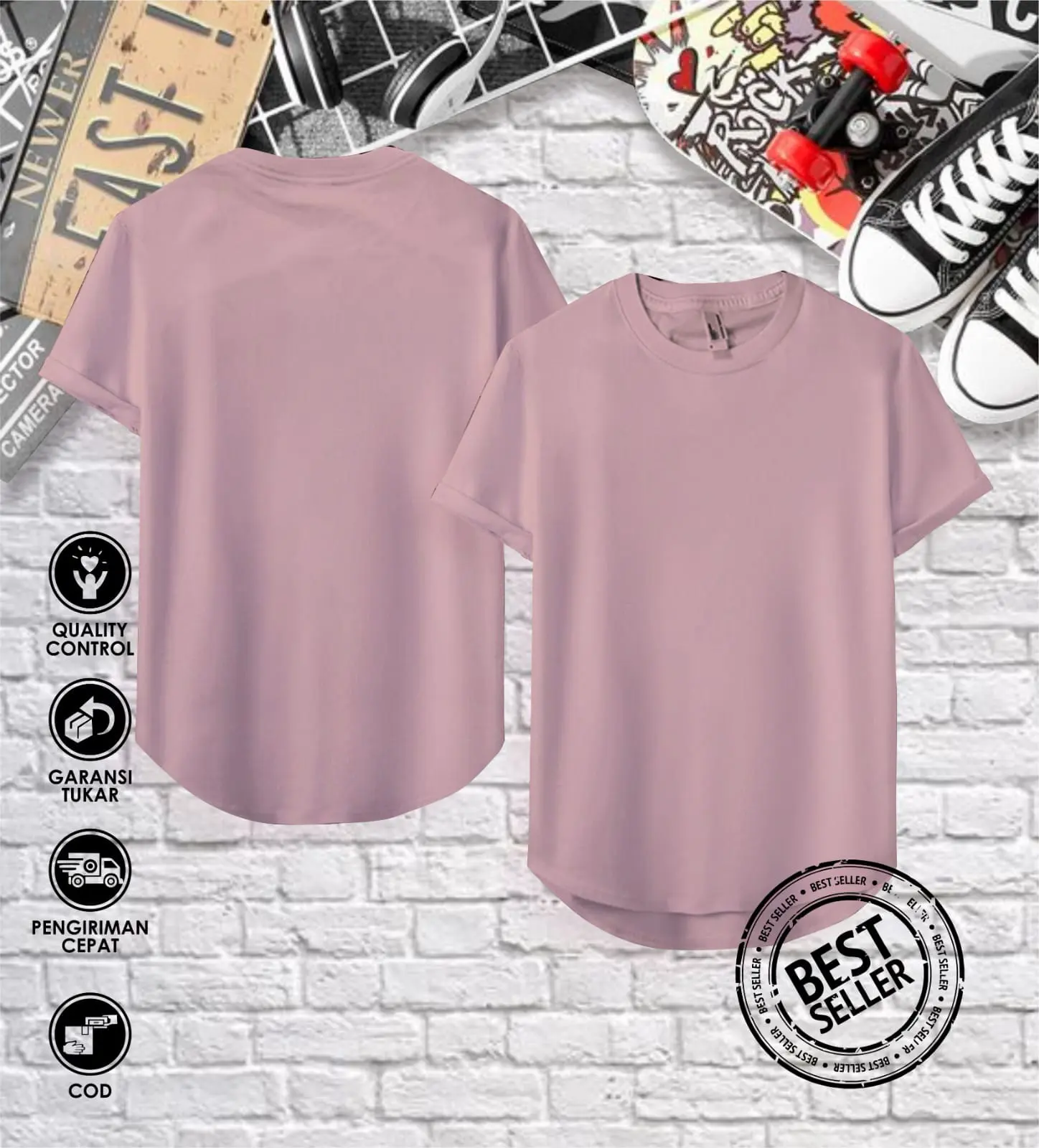 Kaos Distro Polos Semi Oval Pria & Wanita Cotton Combad 24s