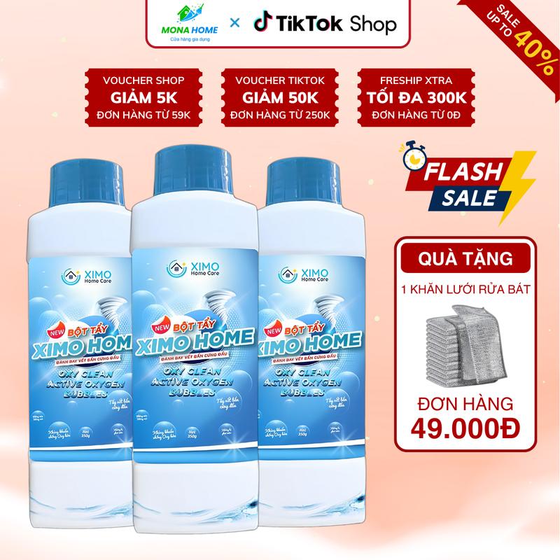 Bột tẩy đa năng Ximo Home 350g đánh bay vết bẩn nấm mốc ố vàng Thuốc tẩy trắng làm sạch quần áo đồ dùng trong nhà