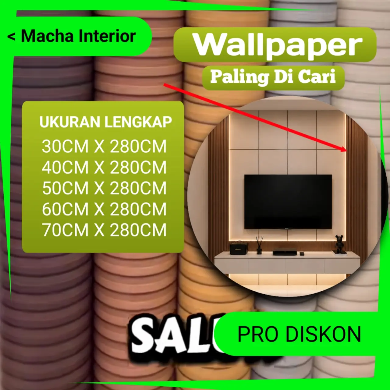WALLPAPER VINYL FOAM TEBAL | SALUR | BERBAGAI UKURAN ukuran 30cm, 40cm, 60cm, 80cm