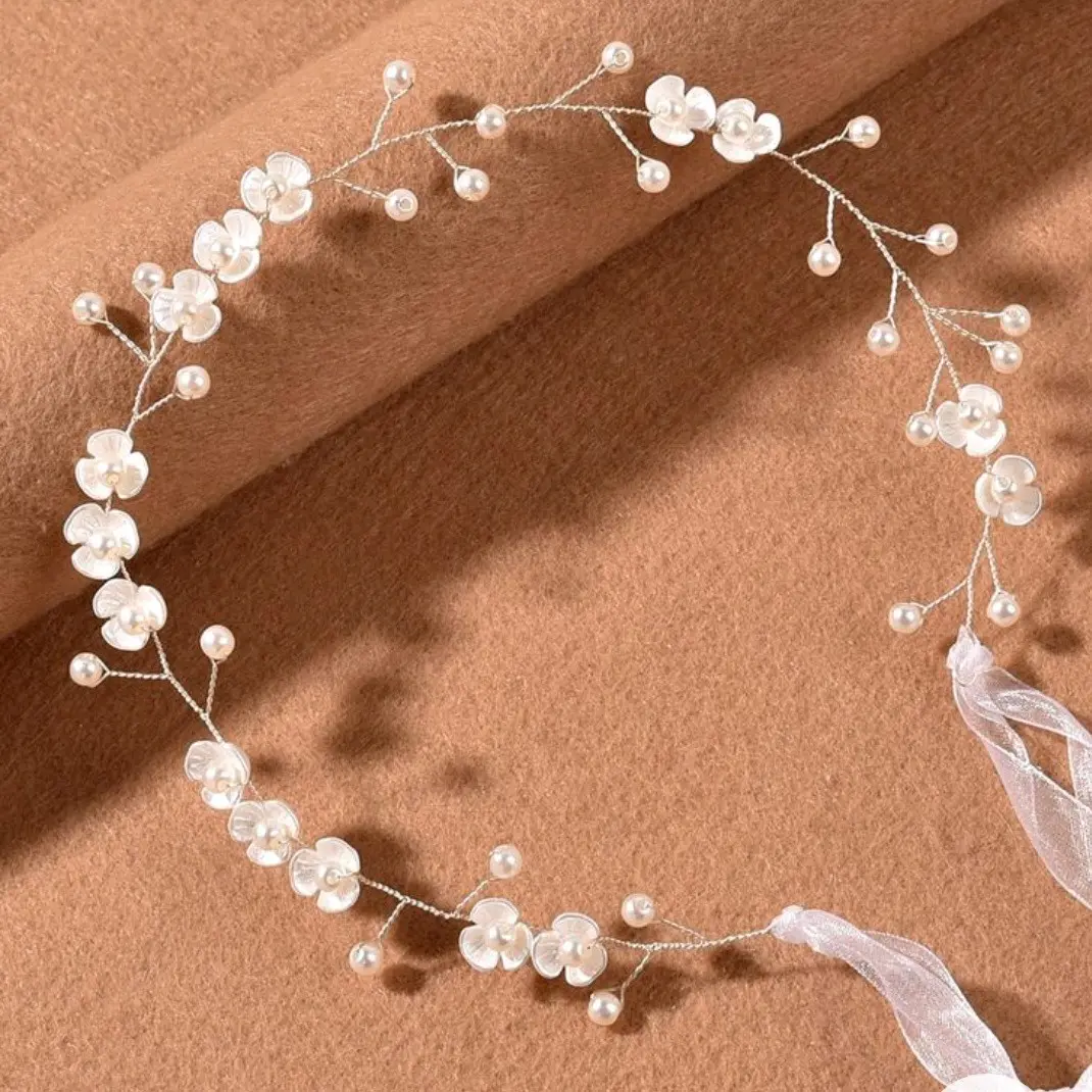Headpiece tiara mahkota aksen bunga lentur TRA16