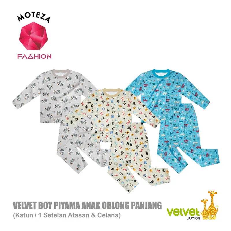 Velvet Junior Dreamwear - Piyama Anak Laki Setelan Oblong Atasan Panjang Stelan Celana Panjang | My Cool Alphabet | Brave Wings 1