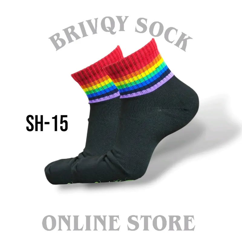 BRIVQY - Kaos Kaki Pendek 3/4 Untuk Pria dan Wanita Motif dan Stripe Casual Skate 4