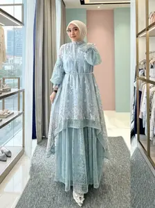 Gamis Binor / Shakira Dress Ceruti Mix Tille Brukat Chantily Gamis Wanita  Mewah Cantik Bahan Flowy Nyaman Ziper belakang