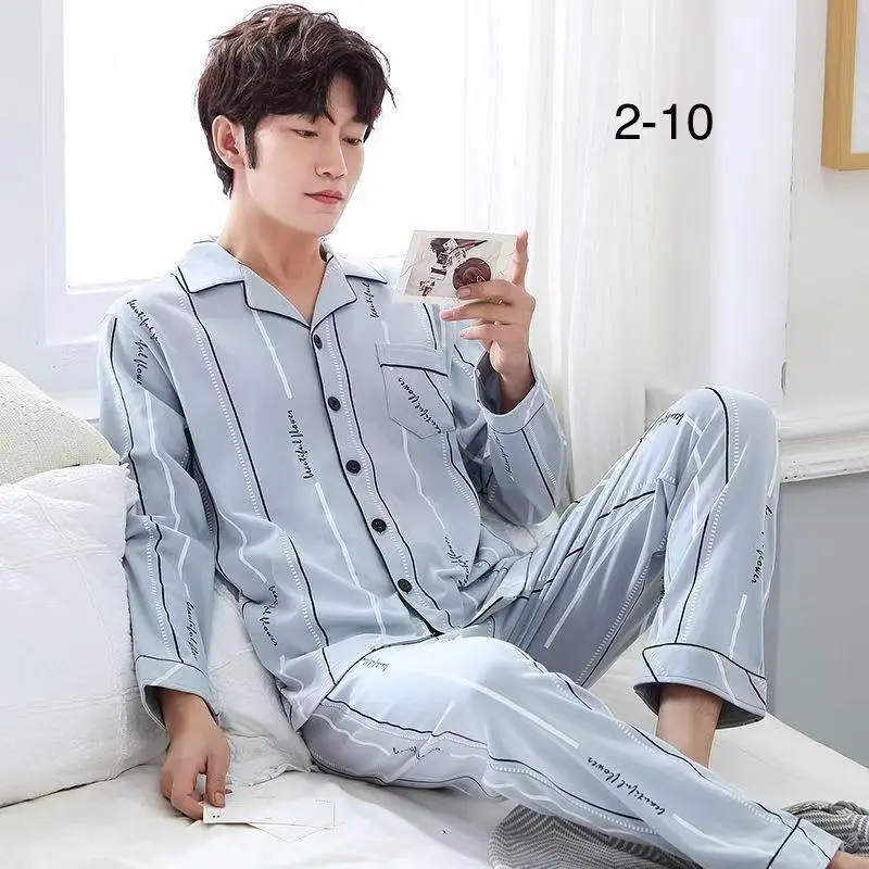Piyama Pria Dewasa Katun Import Premium Setelan Lengan Panjang Celana Panjang Big Size L-3XL Motif Kancing Krah Terbaru