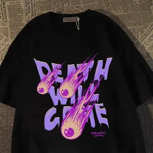 Tshirt Oversize Baju Kaos Pria Distro Original 100% Tebal api Bahasa inggris pencetakan Gaya Amerika Merek yang trendi Kaos Pria Keren Kece Katun 100% Cotton