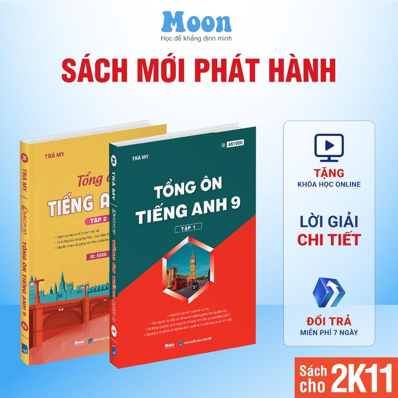 Sách Tổng ôn tiếng anh 9 chương trình mới cho 2k10 ôn thi vào 10 Moonbook