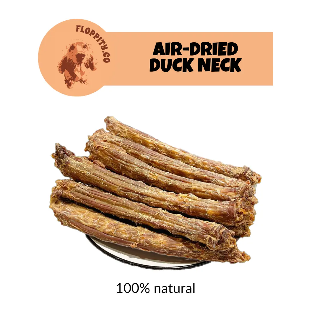 Floppityco Natural Duck Neck Air-Dried Training Treats for Dogs and Cats (80g) - Crunchy and Nutritious