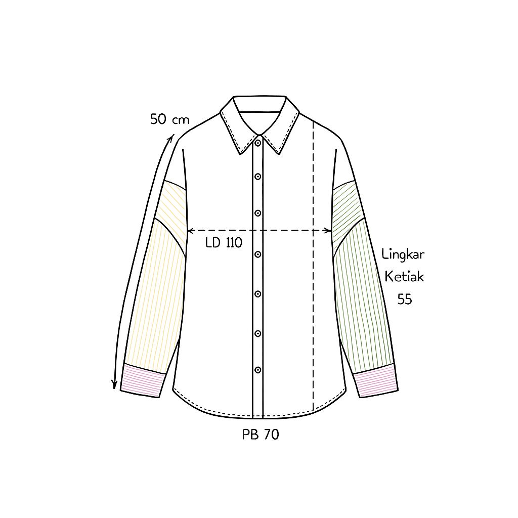 Poppy Stripe Denim Shirt by Bayona.id | kemeja denim wanita | kemeja kombinasi terbaru