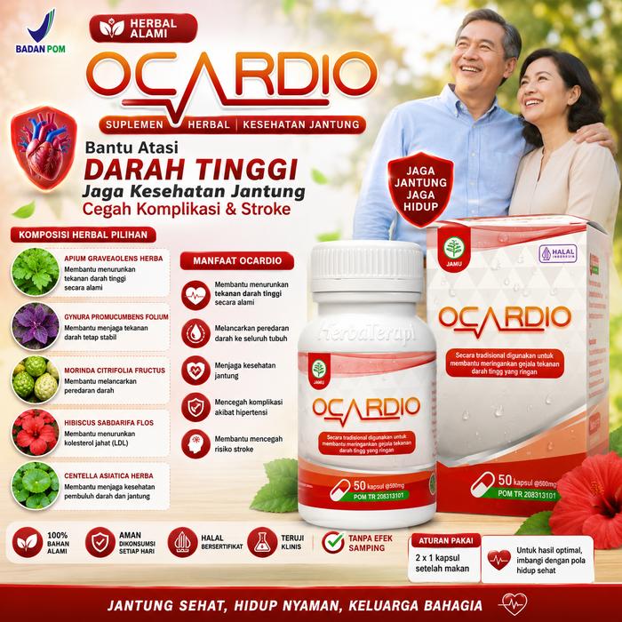 Gambar Ocardio obat Herbal Darah Tinggi Hipertensi normalkan Tekanan Darah jaga kesehatan jantung dari Herbaterapi id Kab. Kudus Tokopedia