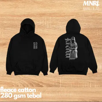 Hoodie Minority280 GSM Black Dark Series 02 - Bahan Katun Fleece - Tinta Plastisol - Ukuran L~XL Fleece Unisex