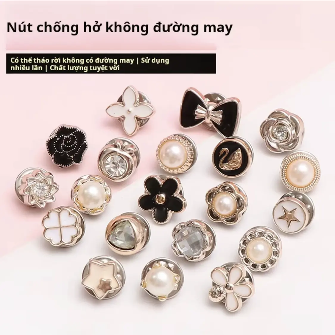 Nút trang trí áo sơ mi, nút chống rò rỉ, nút ẩn, nút có thể tháo rời, nút không khâu, nút ngọc trai, nút áo sơ mi