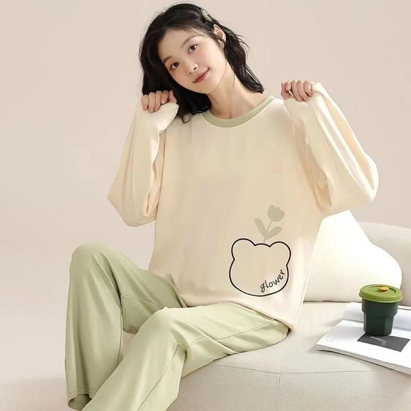 Bộ Đồ Ngủ Nữ, Hàng Mới Về, Phong Cách Mùa Thu Và Mùa Đông, Áo Chui Đầu, Dài Tay, Thiết Kế Hoạt Hình, Dáng Rộng Vừa Vặn, Thích Hợp Cho Bé Gái, Mặc Nhà, Mùa Xuân Và Mùa Thu, Bộ Đồ Ngủ Nữ, Quần Dài Tay, Bộ Đồ Ngủ 1