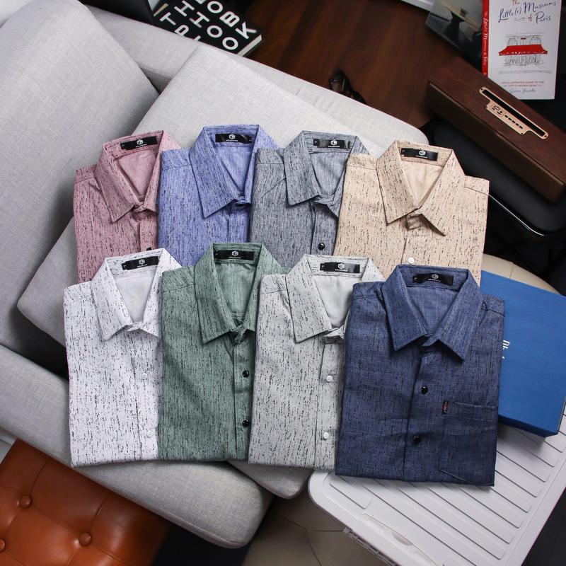 GỘP Áo Sơ Mi nam Trung niên TM Vải Đũi Cotton VẠT NGANG Form Rộng In Họa Tiết CHẤM ĐEN và TRƠN mặc mát.