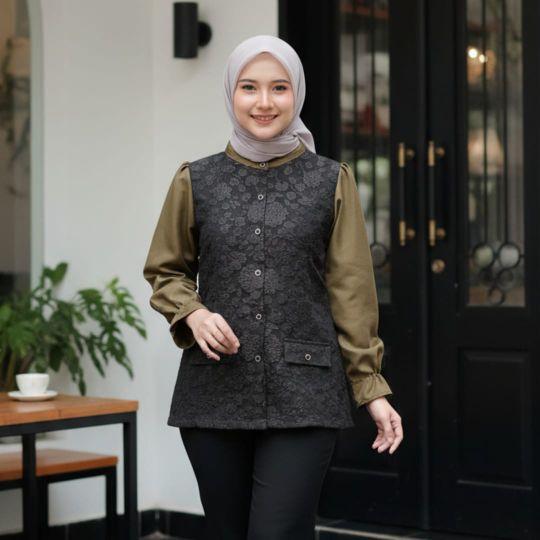 ZALIKA KEMEJA BLOUSE FUKURO JAGUAR EMBOS MEWAH MOTIF BUNGA DENGAN DISAIN ELEGAN